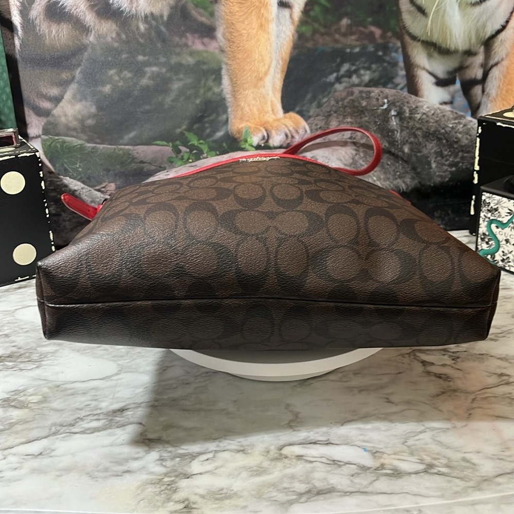 COACH Shoulder Crossbody Bag Signature PVC Red and  Brown Japan Exclusive. - Picture 10 of 17